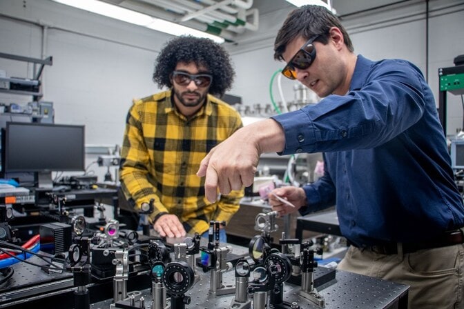 UMengineering's tweet card. The Air Force Office of Scientific Research provides $2M to help satellites in orbit distribute critical resources with laser light.