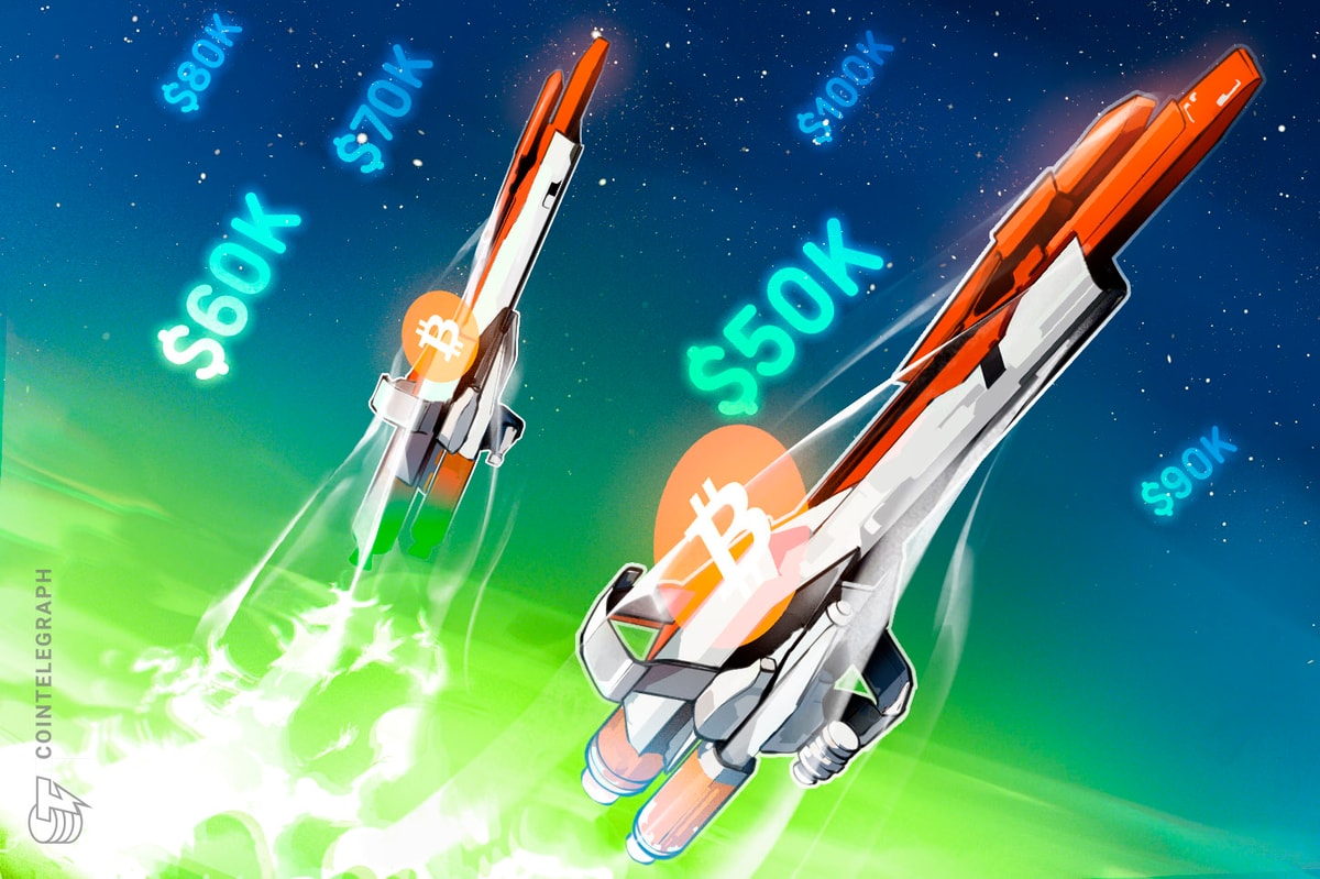 kryptoban's tweet card. Bitcoin price reaches $50,000 for the first time ever.