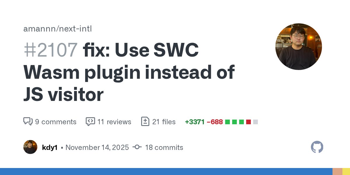 jamannnnnn's tweet card. Note: There are some TODO items in the PR. NoteSwitches message extraction to a new Rust-based SWC Wasm plugin and integrates it into MessageExtractor, updating tests and @swc/core accordingly. ...