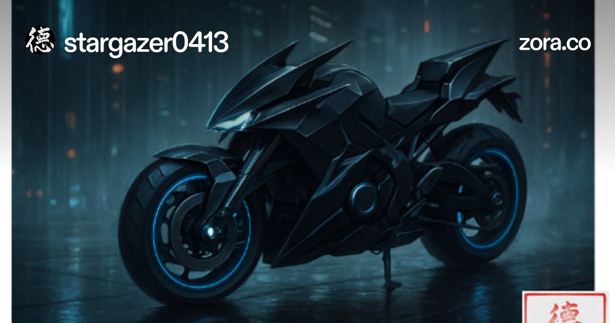 TetsuyaHanda's tweet card. 筆の魂は、形を変えて未来を駆ける。 デジタル書道家「徳哲」が贈る、伝統と革新のフュージョンアート。 これは、AIが描いた最先端のビークルに、私の落款「徳哲」を刻んだ作品です。 変化の激しいデジタル時代において、何が普遍の価値であり続けるのか？ このサイバーパンクな夜の疾走者を通じて表現したのは、技術の進化（動）の根底に流れる、揺るぎない「日本の魂（静）」です。「色不異空」の哲学を創作の核に、...