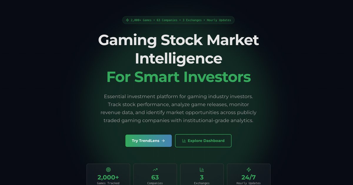 GamedevInvestor's tweet card. We're excited to unveil GameDev Investor 2.0 — a completely redesigned platform bringing you real-time insights into gaming stocks, game releases, and market intelligence. Discover what's new and...