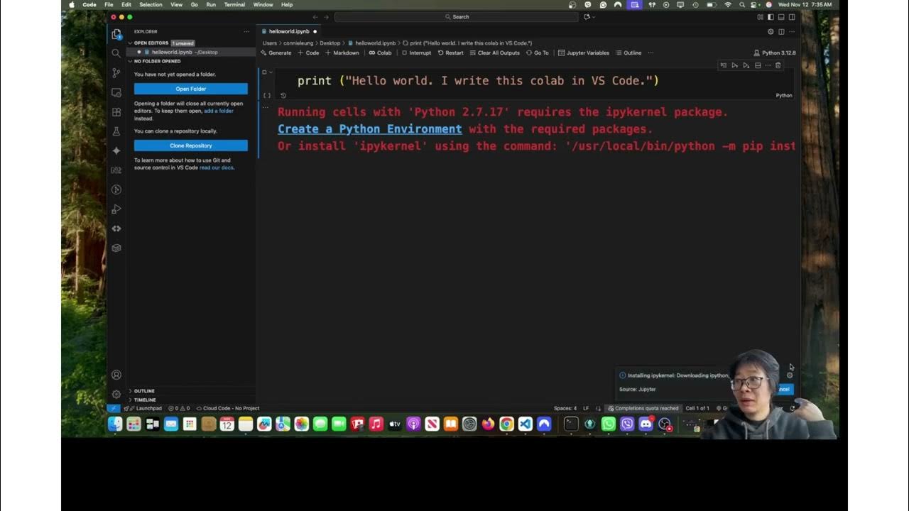 connieleung404's tweet card. Google Colab VS Code Extension Installation
