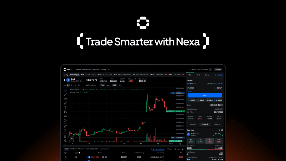 NativeAssets's tweet card. Elevate your crypto trading with NEXA, a powerful terminal and data analytics tool built on the Sui blockchain. Trade smarter, analyze better, and stay ahead.