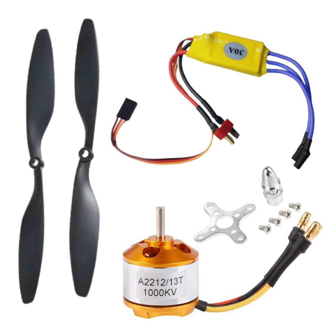 TechVayuyaan's tweet card. The 1000kv brushless motor with a 30A electronic speed controller and 1045 propeller set is perfect for your RC plane. It provides reliable…