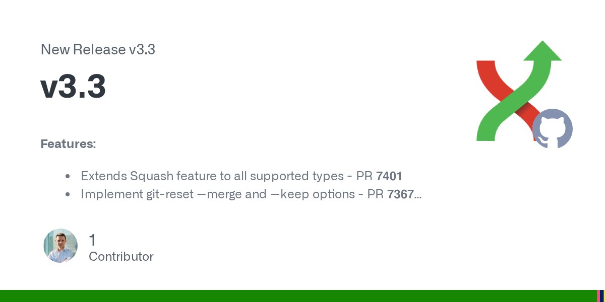 IgorRussKie's tweet card. Features: Extends Squash feature to all supported types - PR 7401 Implement git-reset --merge and --keep options - PR 7367 CommitDialog: New Option "Show only my messages" - PR 7337 Disp...