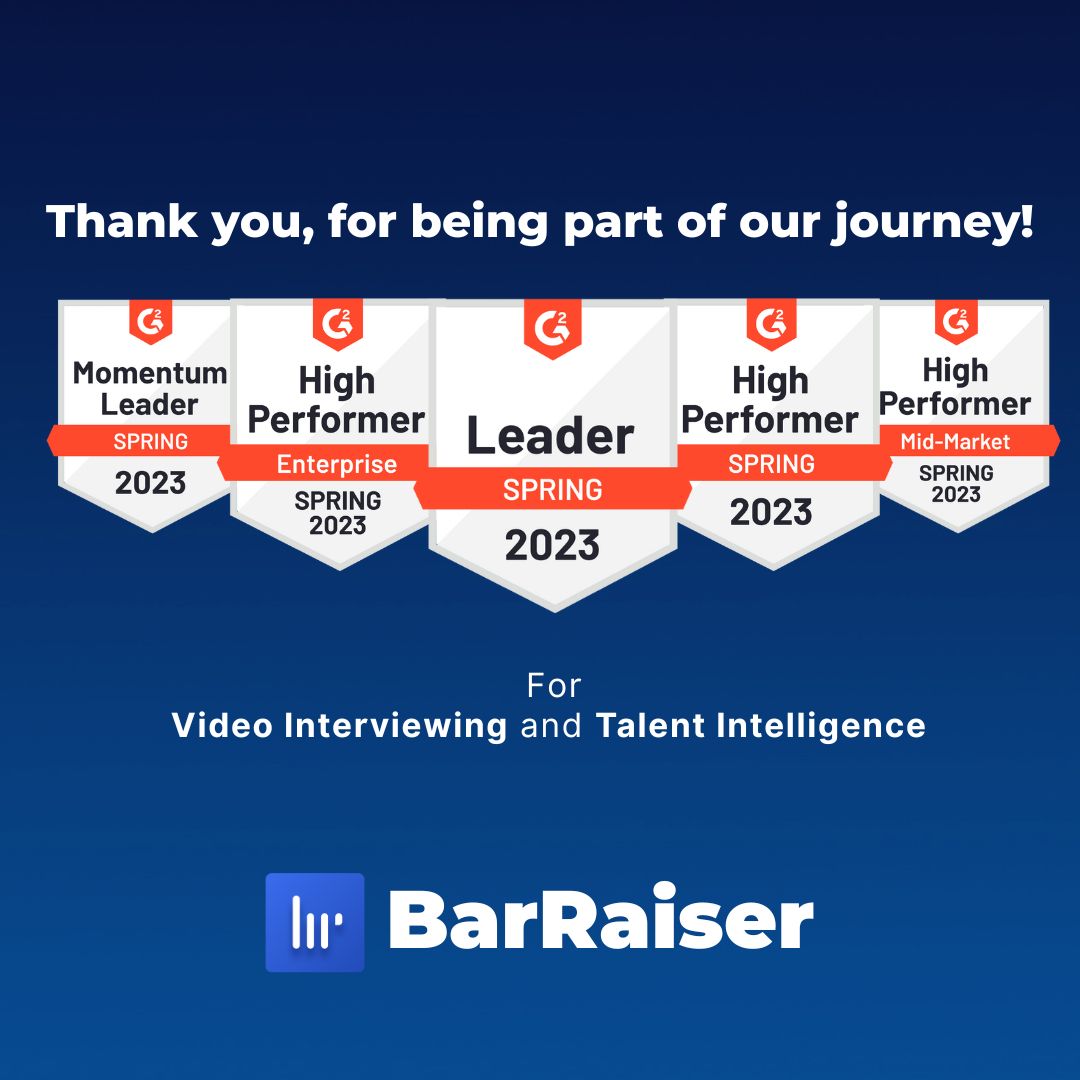 manavbjain's tweet card. 🎉🌟 Excited to share that BarRaiser has earned G2 Spring badges as a Leader & Momentum Leader in #InterviewPlatform & #TalentIntelligence! 🚀 Big THANK YOU to our incredible clients, community,...