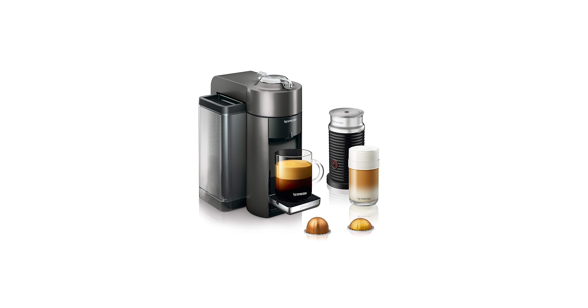 gd_creator7's tweet card. The Nespresso Vertuo coffee and espresso machine brews 4 single-serve cup sizes all with the touch of a button. Each machine includes a complimentary welcome set with a range of Nespresso Vertuo...