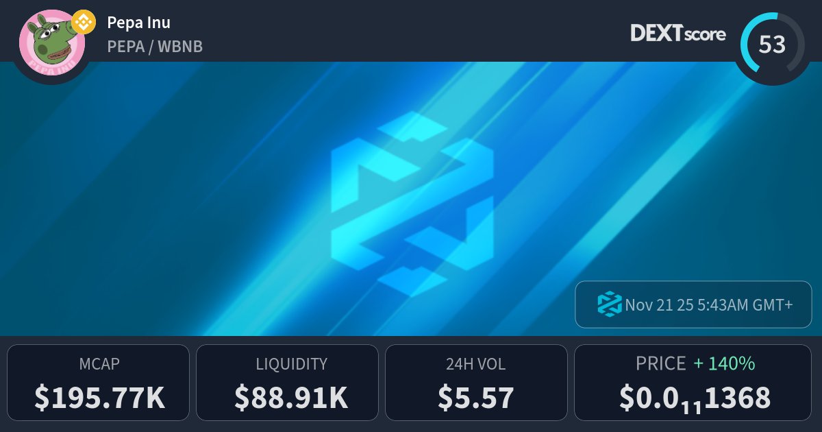 MemeH4x0r's tweet card. Pepa Inu latest price, buy, sell and trade PEPA