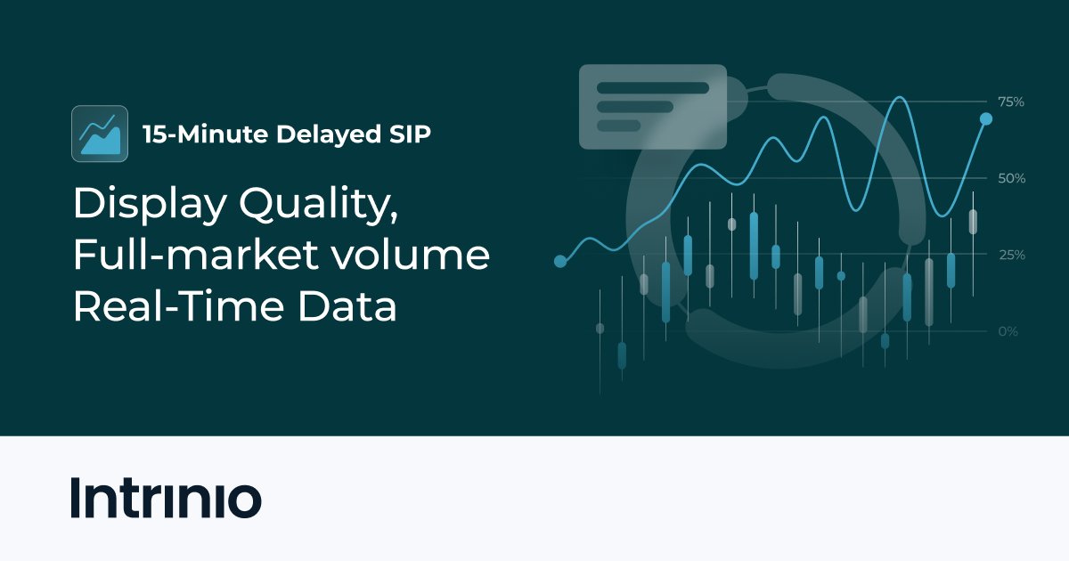 intrinio's tweet card. Display quality stock SIP prices affordably, avoiding hefty exchange and display fees with 15-minute delayed SIP options from Intrinio.