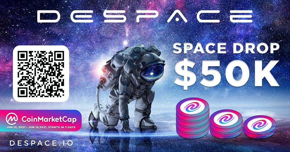 DeSpaceDefi's tweet card. We’re about to send DeSpace into orbit 🛸🌎, and to celebrate our journey to the stars we’re giving away a massive $50,000 worth of prizes…