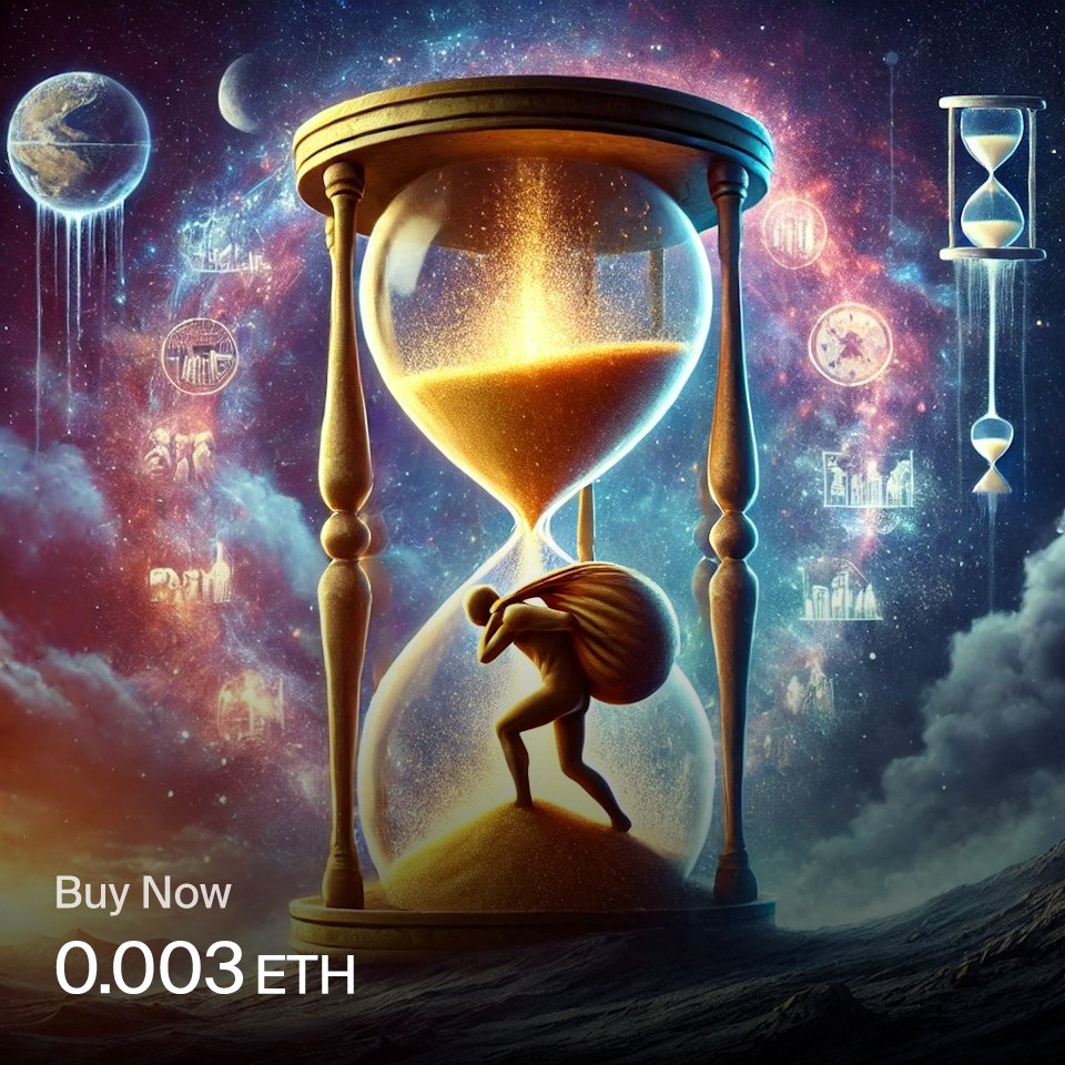 javad_ka94's tweet card. Time is both our greatest gift and our heaviest burden. “Burden of Time” depicts a lone figure carrying a massive, glowing hourglass on their shoulders, with th…