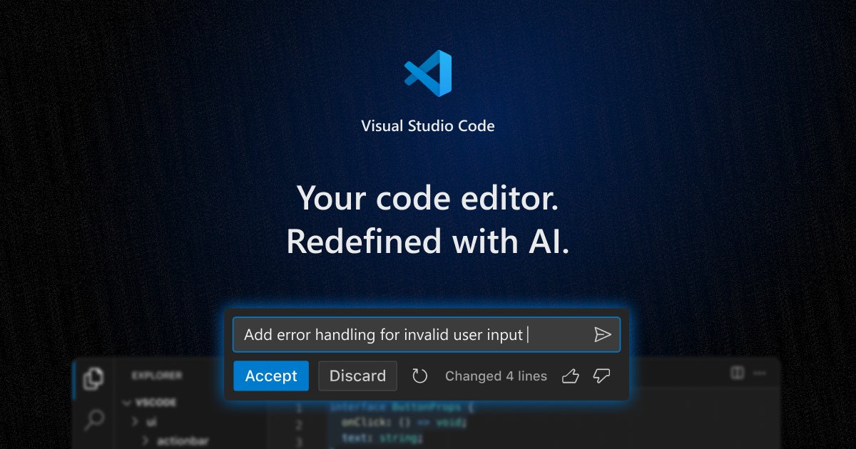INCODEcraft's tweet card. Visual Studio Code redefines AI-powered coding with GitHub Copilot for building and debugging modern web and cloud applications. Visual Studio Code is free and available on your favorite platform -...
