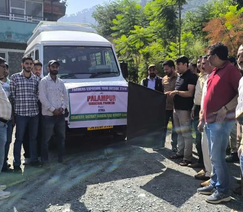 nazreen_khatun's tweet card. Ramban, Oct 05: To empower farmers and promote innovation in agriculture sector, Member Legislative Assembly, Ramban, Arjun Singh Raju on Sunday flagged off a group of farmers to a five-day exposur…