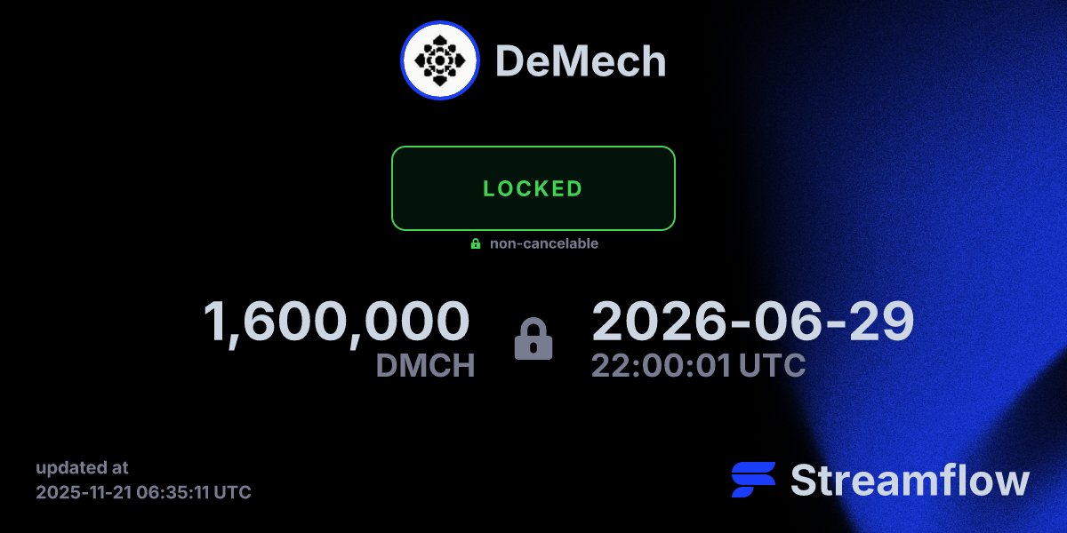 demechtech's tweet card. Streamflow is the leading multi-chain asset streaming protocol specializing in token vesting and treasury management solutions.