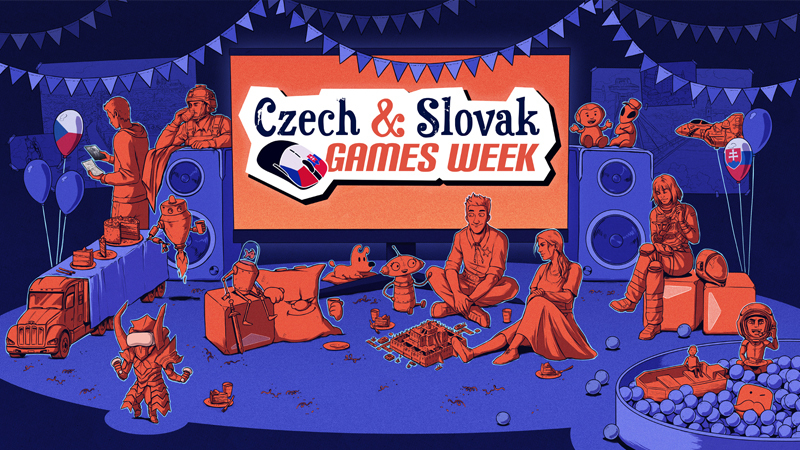 czskgamesweek's tweet card. Celebrate Czech & Slovak games with us! Game discounts, new game announcements, game jam, game dev conference, and more!
