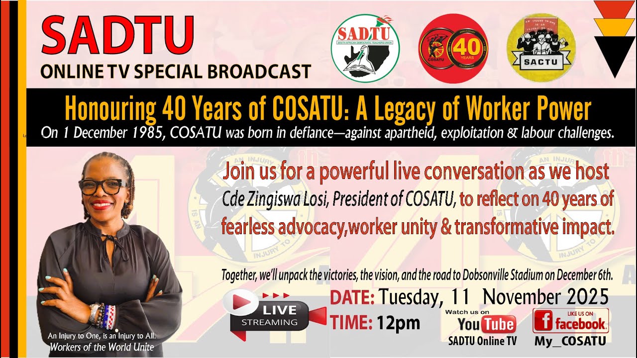 COSATUSSONLINE's tweet card. MISSED THE LIVE SHOW? WATCH THE REPLAY NOW! HONOURING 40 YEARS OF...