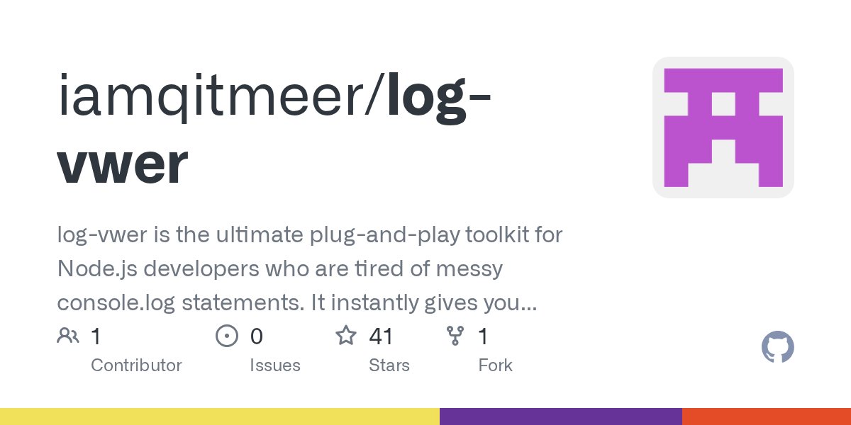 Jay52_TX's tweet card. log-vwer is the ultimate plug-and-play toolkit for Node.js developers who are tired of messy console.log statements. It instantly gives you a professional-grade dashboard to view, search, and filte...