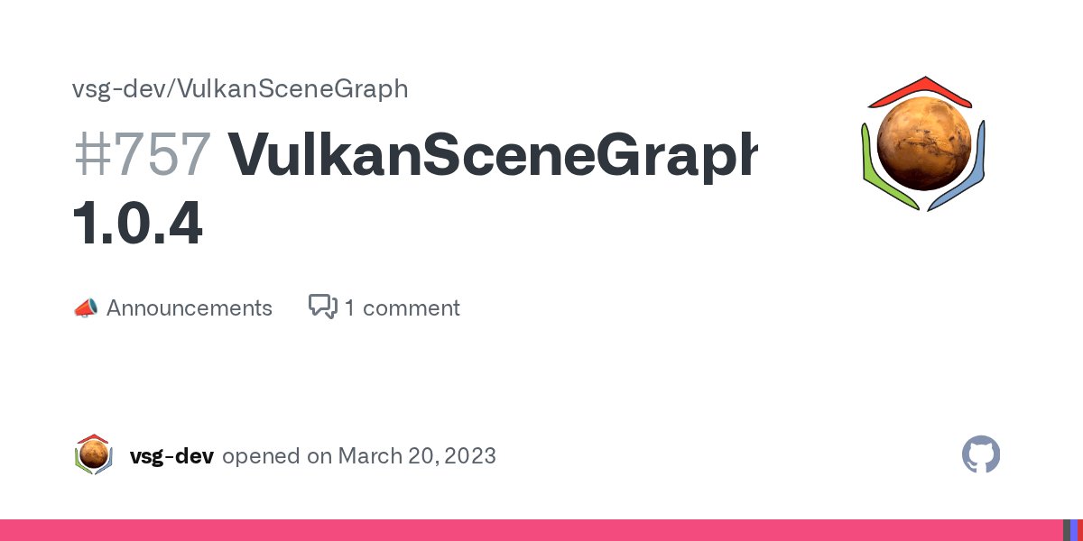 RobertOsfield's tweet card. What's Changed Creation of dedicated VulkanSceneGraph website which provides a new home for documentation previously held within the VulkanSceneGraph repository, and adds online reference docs ...