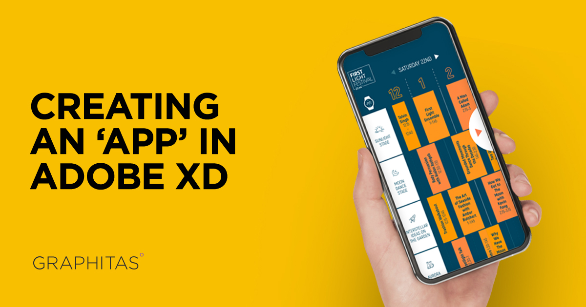 graphitas's tweet card. Want to create a working protoype for an 'app' in less than a week? Here is how we produced a timetable app in Adobe XD for the First Light Festival