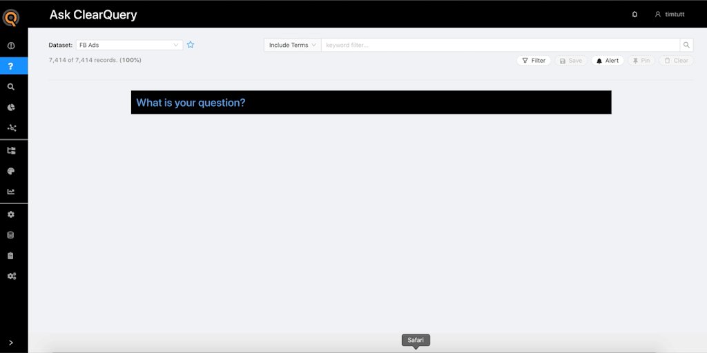 timftutt's tweet card. ClearQuery helps users unlock the value of their data regardless of technical skill by enabling them to have conversational analytics experiences and providing simplified data discovery and analytics...