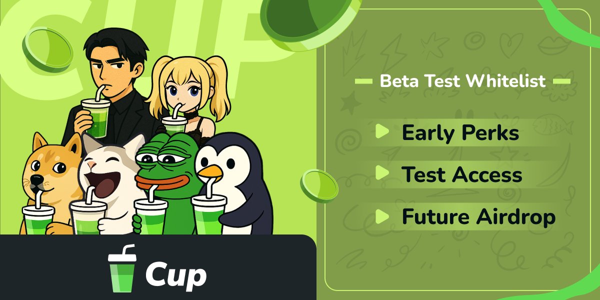 utsavrai2nd's tweet card. 🧃Airdrop season's coming. Join Cup early and get whitelisted now or regret later!