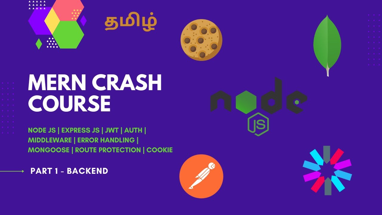 WebConceptTamil's tweet card. MERN crash course Part 1 Backend | Node | ExpressJS | JWT | Middlew...