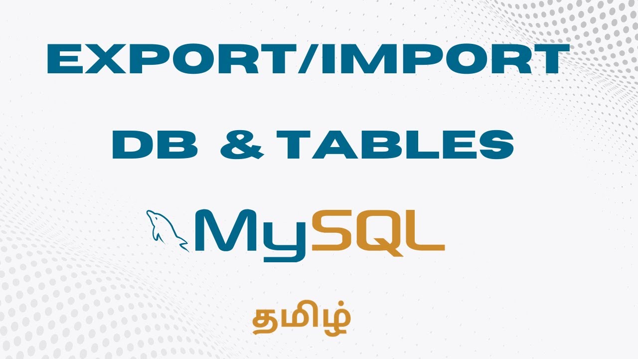 WebConceptTamil's tweet card. How to Export/Import Databases and Tables in MySQL | In Tamil