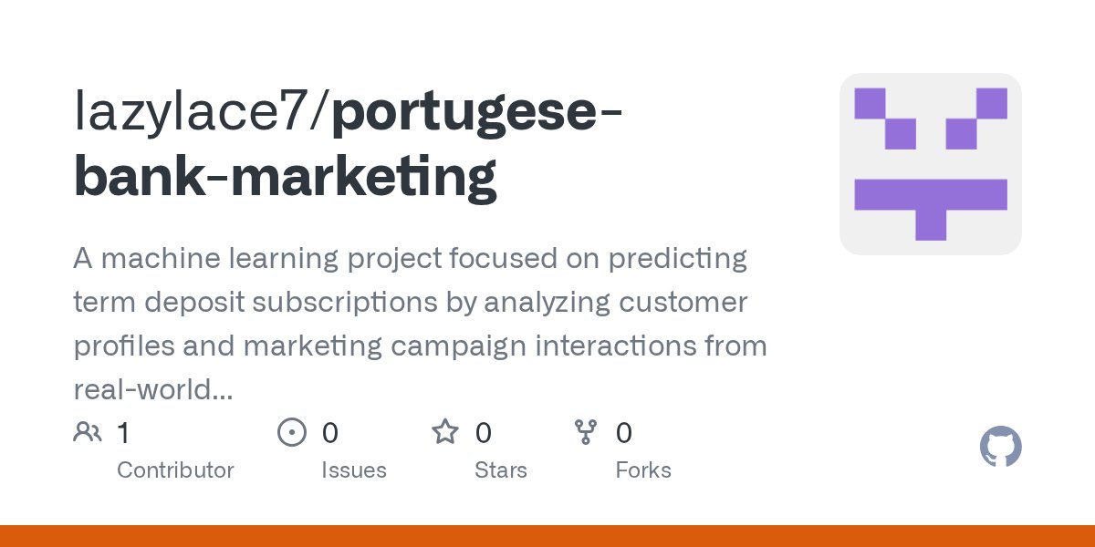 modidev07's tweet card. A machine learning project focused on predicting term deposit subscriptions by analyzing customer profiles and marketing campaign interactions from real-world banking data. - lazylace7/portugese-ba...
