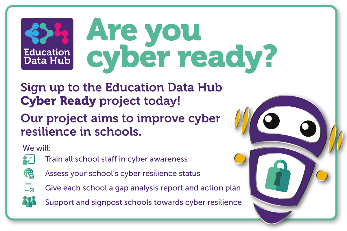 EduDataHub's tweet card. Having worked on cyber awareness projects with the DfE and the National Cyber Security Centre, The Cyber Team at Education Data Hub are ideally placed to