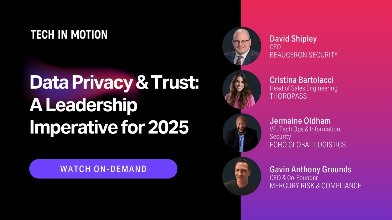 Tech_in_Motion's tweet card. Data Privacy & Trust: A Leadership Imperative for 2025