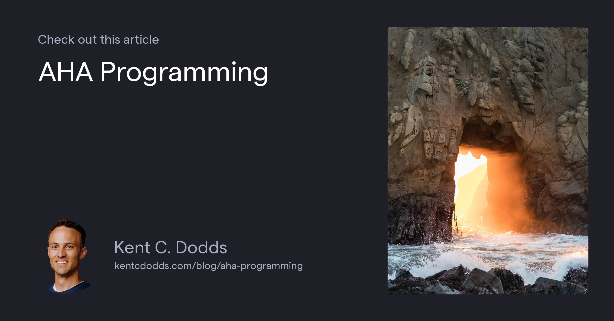 kentcdodds's tweet card. The dangers of DRY, the web of WET, the awesomeness of AHA.