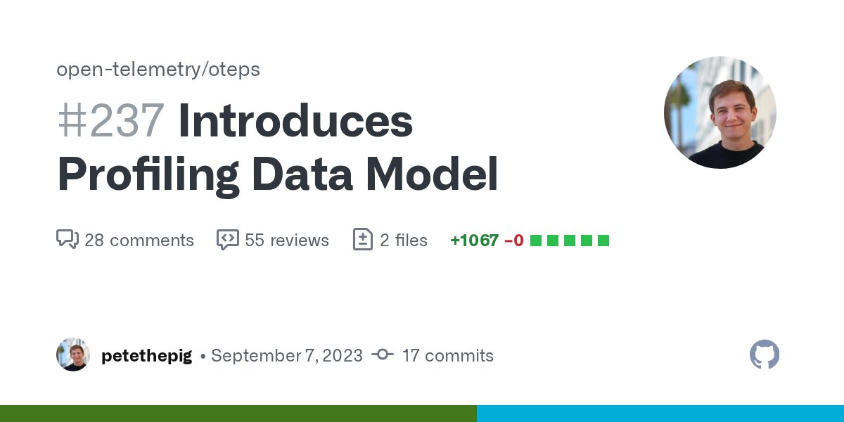 jpkrohling's tweet card. OTel Profiling SIG has been working on this for a while and we're ready to present our Data Model. So far we've done a number of things to validate it: we've written a new...