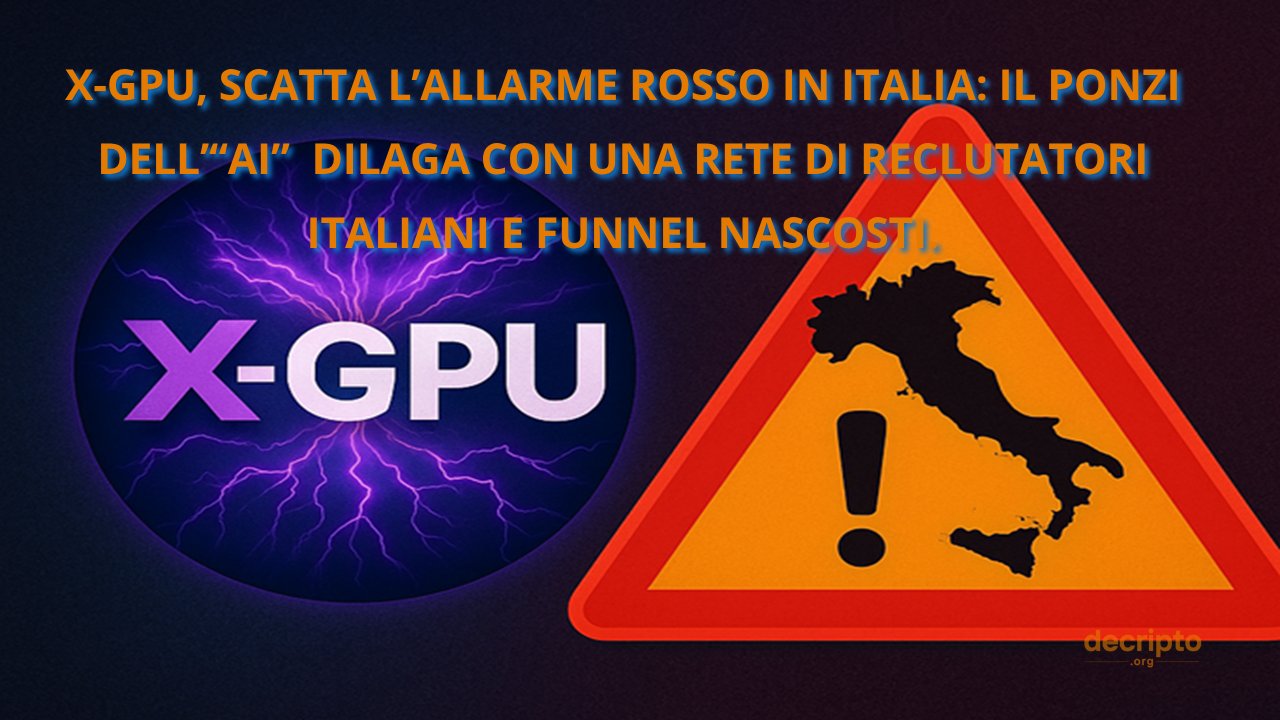 ForVad72's tweet card. X-GPU è al centro di un allarme rosso: siti italiani, promoter anonimi e funnel su Telegram spingono uno schema basato su false rendite AI. L’analisi OSINT di Decripto smonta l’intero meccanismo.