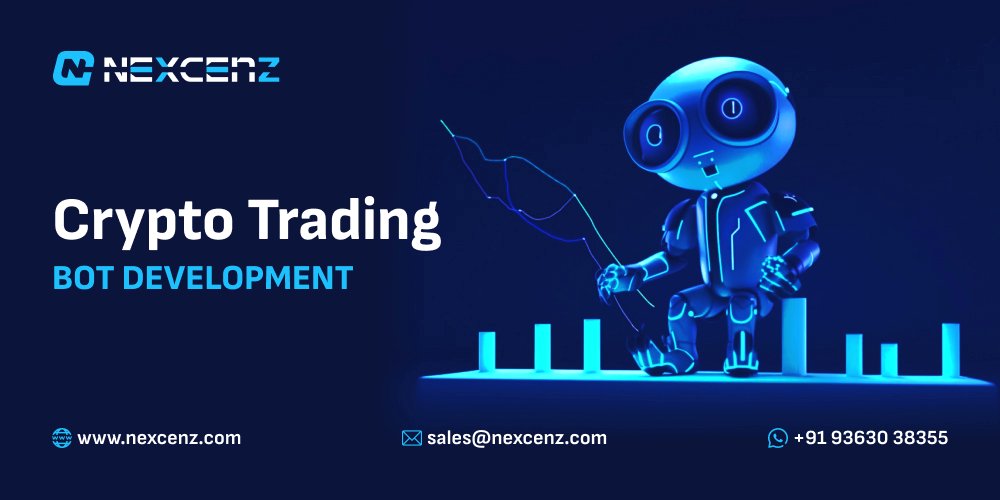 nexcenz's tweet card. we are expert Crypto trading bot development company offering custom,automated solutions to maximize trading efficiency & boost ROI across exchanges