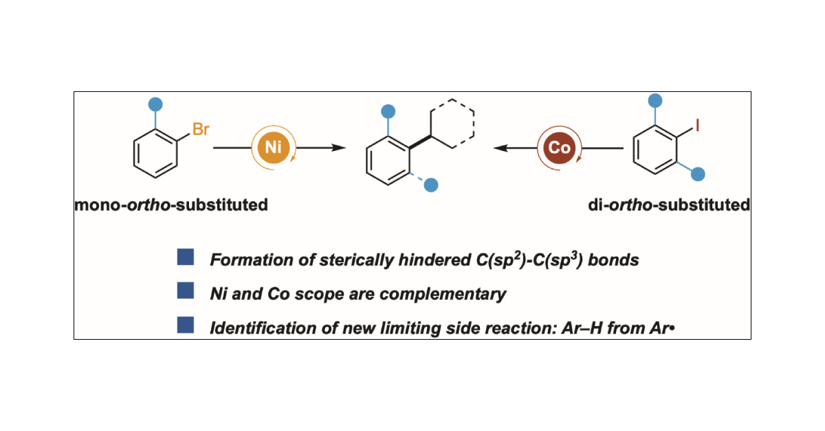 J_A_C_S's tweet card. The formation of sterically hindered C(sp2)–C(sp3) bonds could be a useful synthetic tool but has been understudied in cross-electrophile coupling. Here, we report two methods that couple secondary...