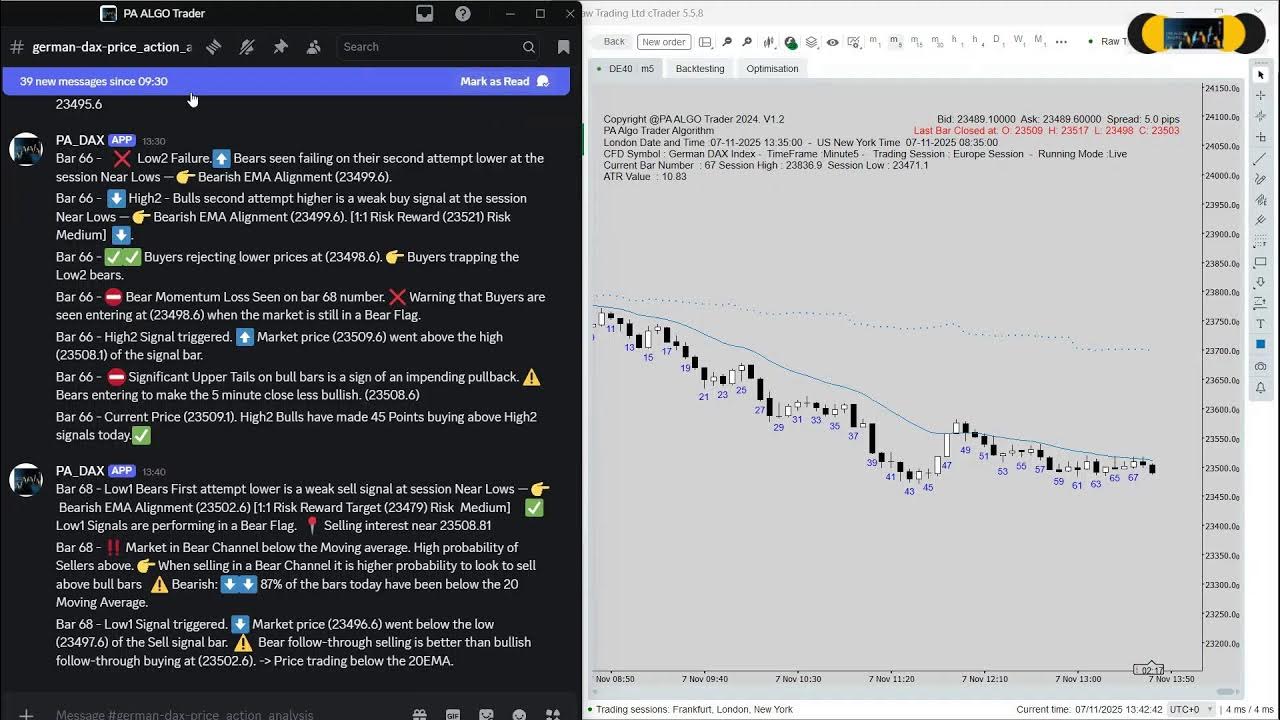 traderluke62's tweet card. Live Streaming German DAX Fri 7 Nov 2025