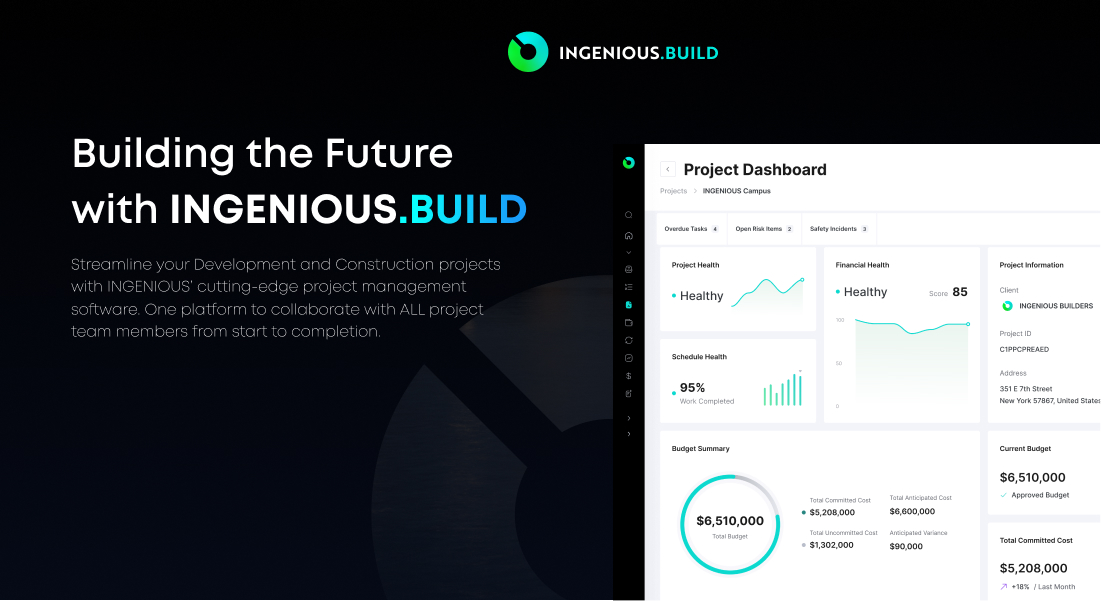 IngeniousBuild's tweet card. INGENIOUS is a one-in-all construction project management platform for real estate development and construction stakeholders. Improve collaboration, speed up timelines and keep construction projects...