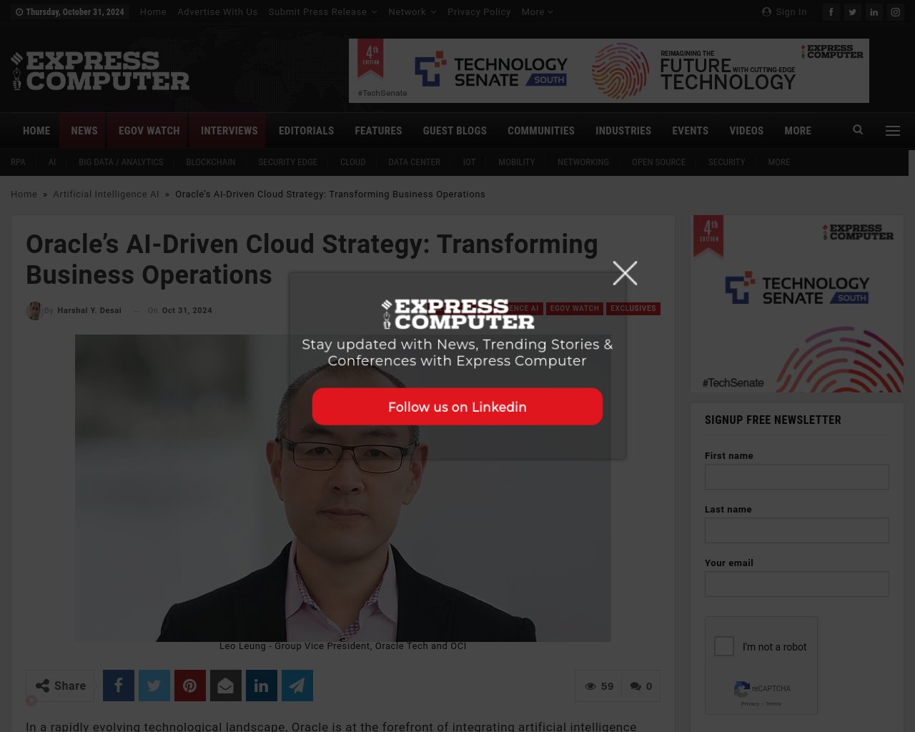 managetech_inc's tweet card. Summary in Japanese 要約: OracleはAIをクラウドエコシステムに統合し、組織を支援し