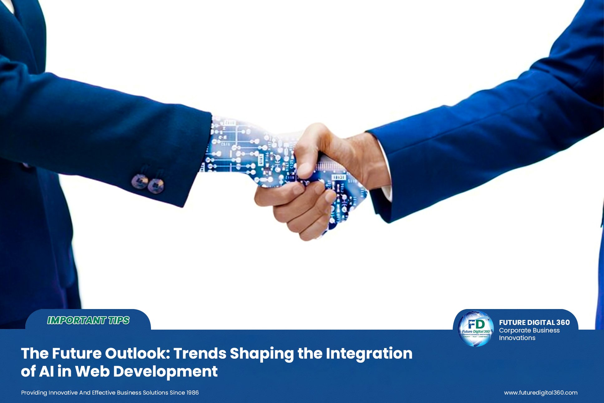 FutureDigitalUS's tweet card. The Future Outlook: Trends Shaping the Integration of AI in Web Development