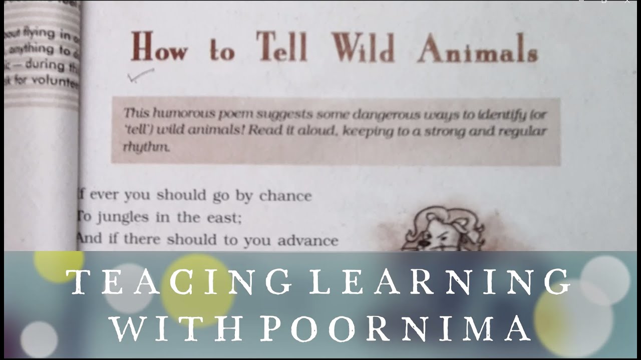 Eng_Poornima's tweet card. How to Tell Wild Animals / How to Tell Wild Animals class 10 English...