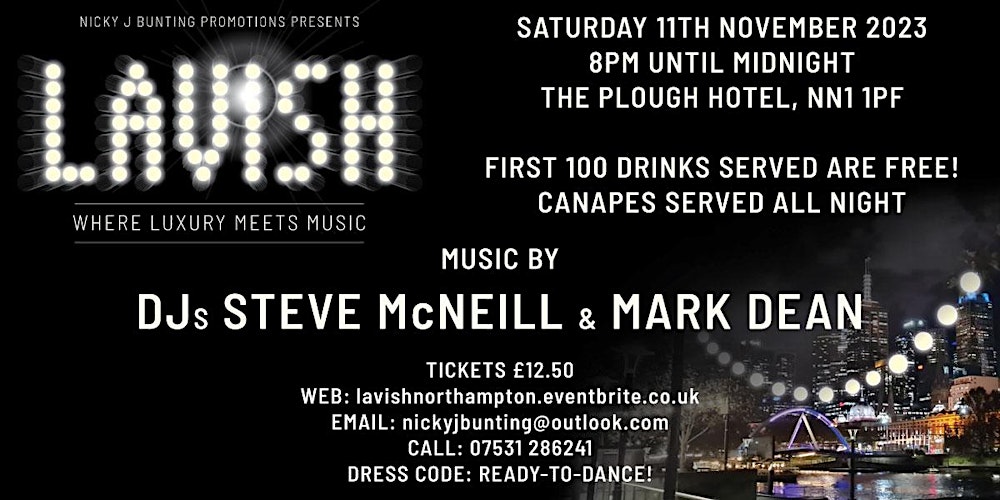 InspirationFM's tweet card. Get ready to indulge in a relaxed yet sophisticated experience at LAVISH, where luxury and music meet on November 11, 2023, at 8:00 PM.