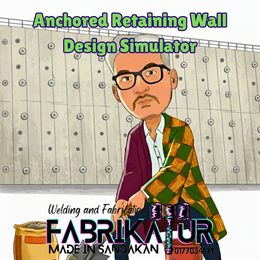 mdnursyazwi's tweet card. An interactive anchored retaining wall simulator. Analyze stability against overturning and sliding, visualize forces, and understand key geotechnical engineering principles.