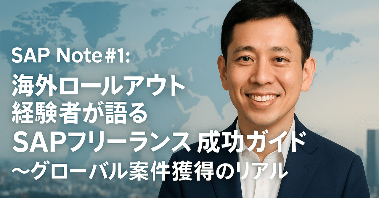 sap_note's tweet card. 序章：自己紹介と本記事のねらい はじめまして。 私は現在、SAPコンサルタントのフリーランスとして活動しています。 特にこの数年は多国籍企業のロールアウトに関わる機会が増えました。 SAPを軸に「グローバルに仕事をする」という働き方が自分の中でも日常になりつつあります。 もともと私自身、SAPコンサルタントとしてのキャリアは企業勤めからスタートしました。 新卒時は大手SAPコンサルファームに...