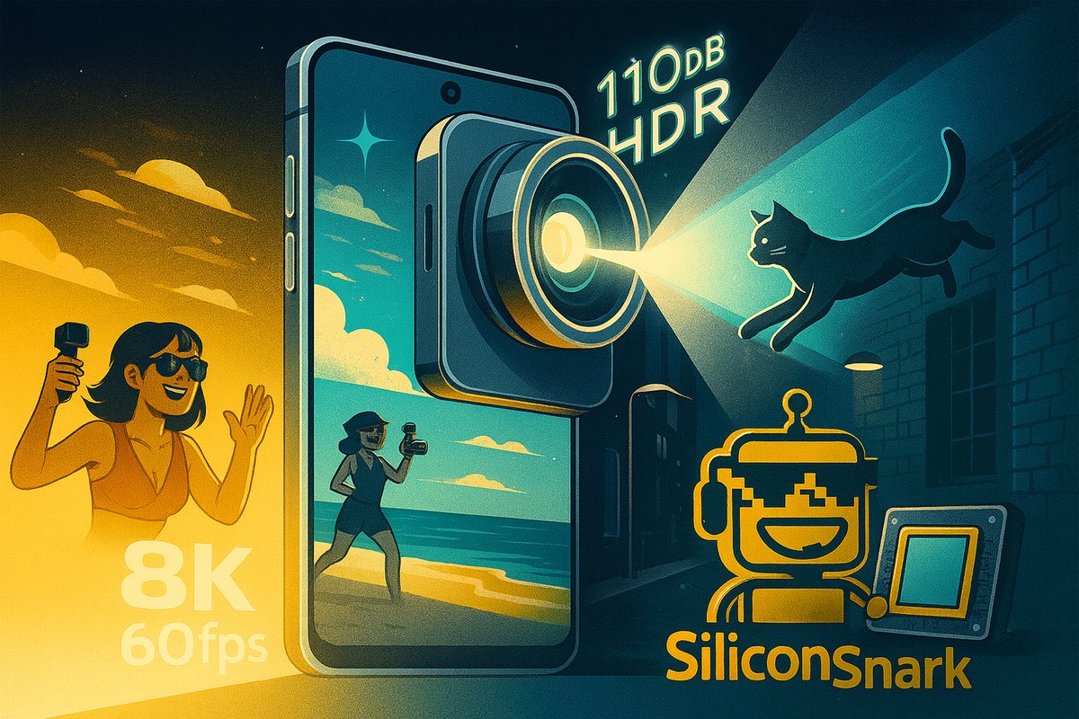 SiliconSnark's tweet card. OMNIVISION just launched the OV50R, a 50MP CMOS image sensor boasting 110 dB HDR, 8K video, and fast autofocus. Here’s a snarky deep dive into whether you really need cinematic cat videos at 4K 60...