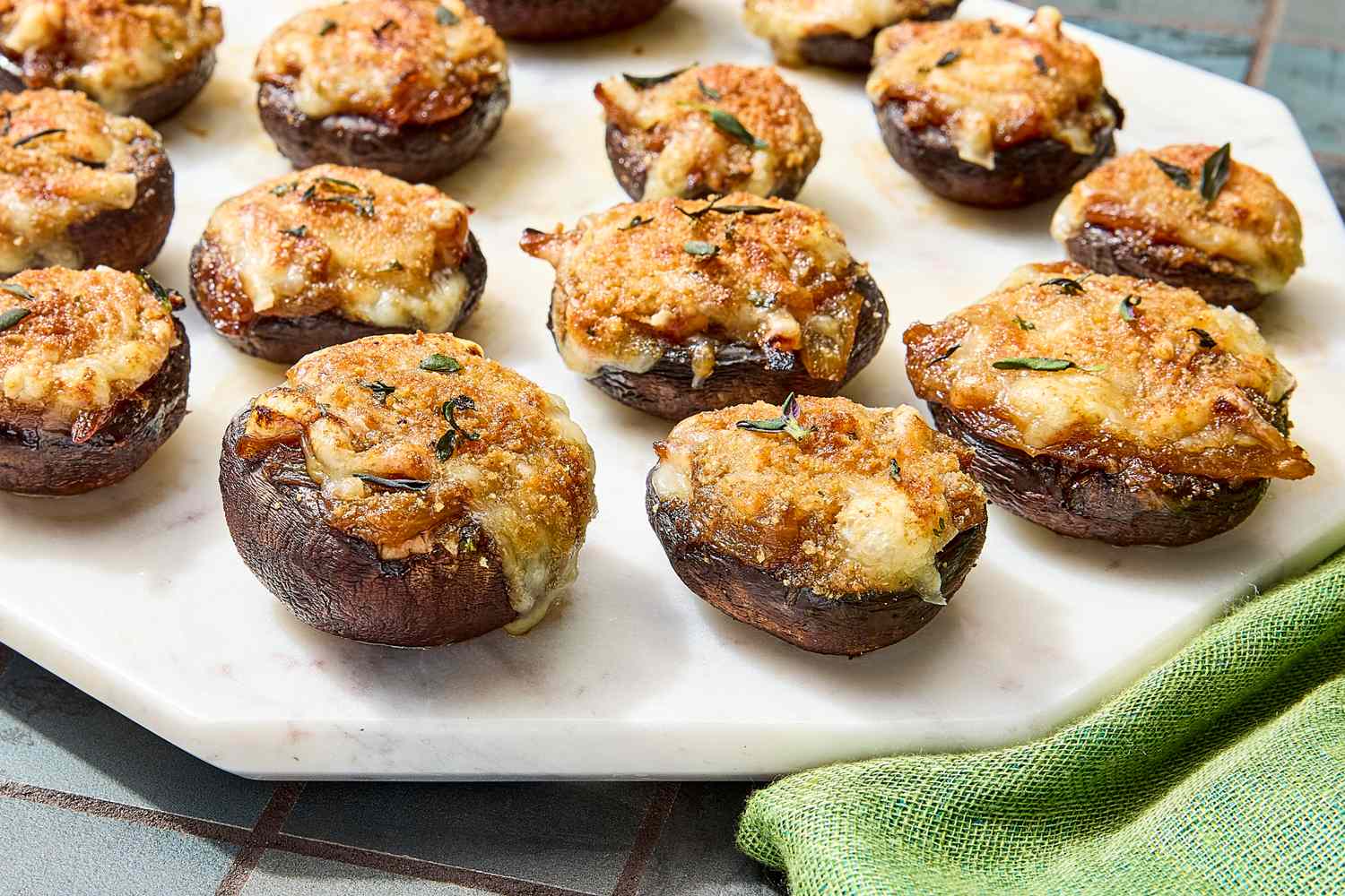 sunshineruby1's tweet card. Inspired by French onion soup, these stuffed mushrooms pack the flavors of caramelized onions, melted Gruyère and sherry vinegar into a bite-size appetizer.