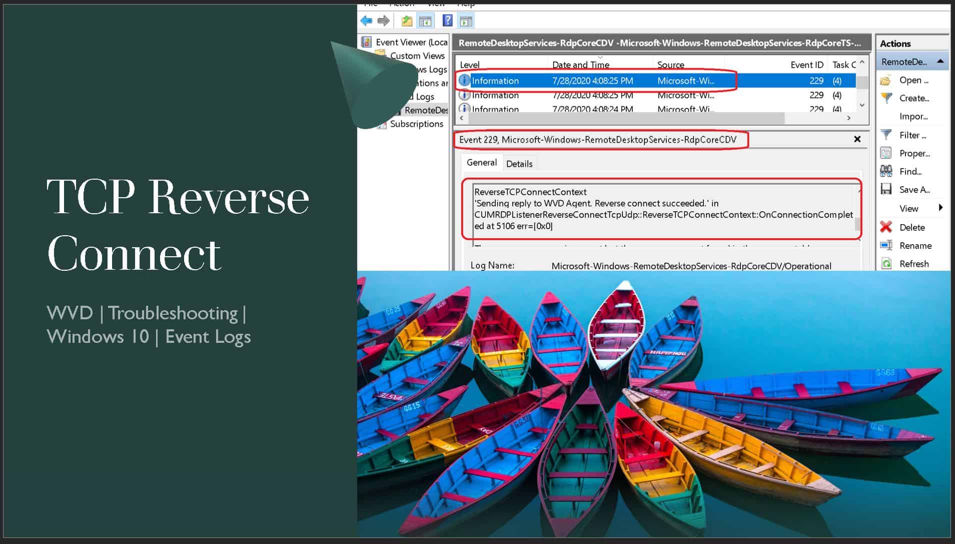 anoopmannur's tweet card. You can Understand the TCP Reverse Connect Flow for AVD using Event Logs. Let's quickly review the WVD event logs using TCP Reverse Connect technologies. You