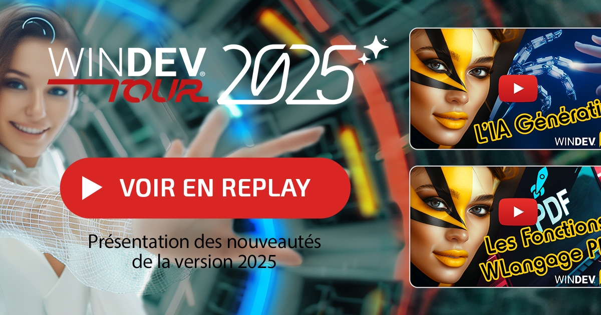 WINDEV's tweet card. Replay de la présentation des nouveautés de la version 2025