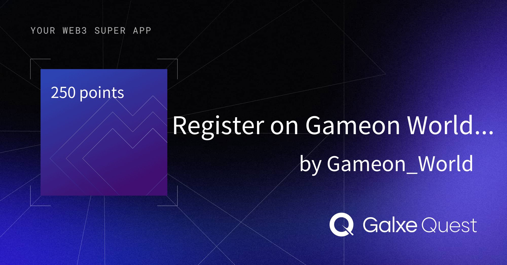 gworldai's tweet card. Join Register on Gameon World Dapp! on Galxe. Earn loyalty points by contributing to Gameon_World and enhance your web3 presence and reputation.