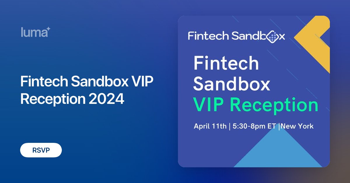 nycallday247's tweet card. Join Fintech Sandbox for an intimate and curated evening of fintech networking. Meet and connect with top fintech VCs and investors, emerging startup founders,…