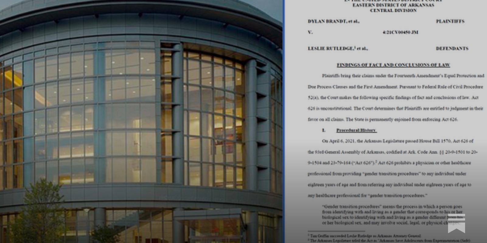 ErinInTheMorn's tweet card. Over 311 statements of fact were established in the Arkansas gender affirming care ban case. Not a single fact was found in the state's favor, and several major talking points were debunked.
